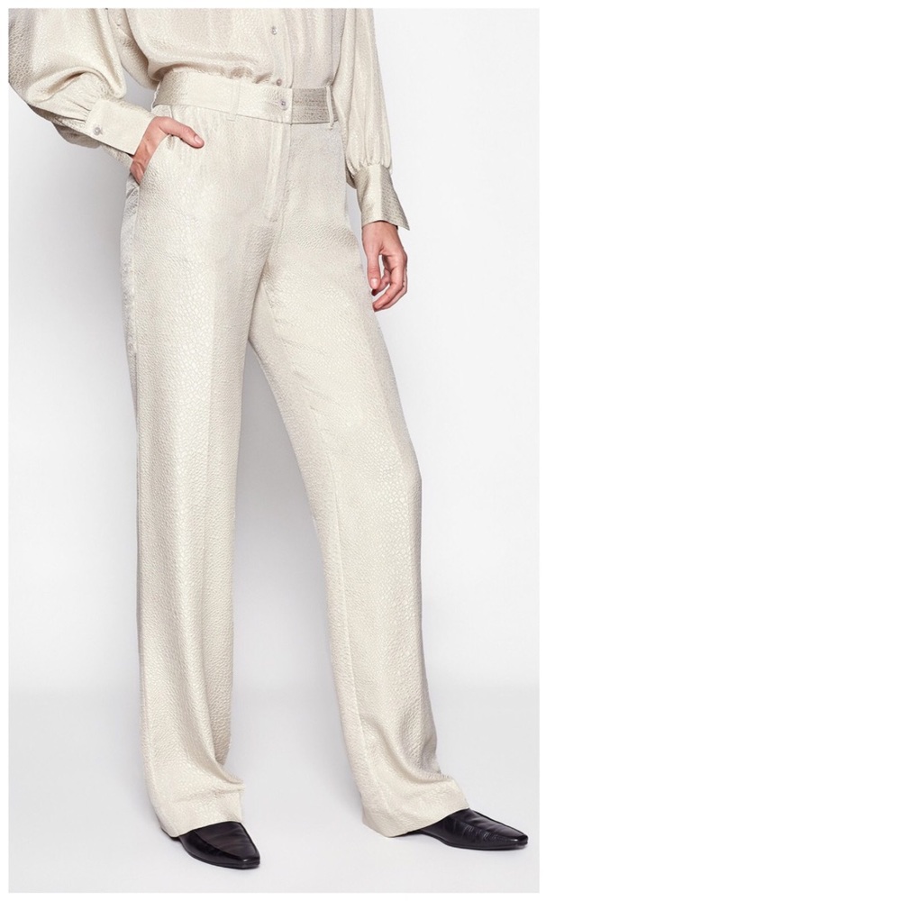EQUIPMENT Lita Trousers Silk Pants Wide Embossed 4 - Picture 3 of 6